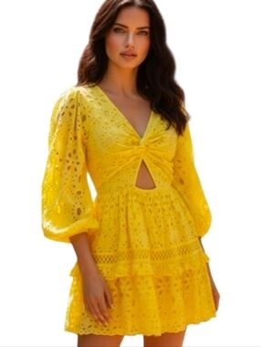 ASOS Twist-front Eyelet Mini Dress - Size 10